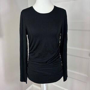 Lilla P Cinched Side Black Basic Long Sleeve Size S